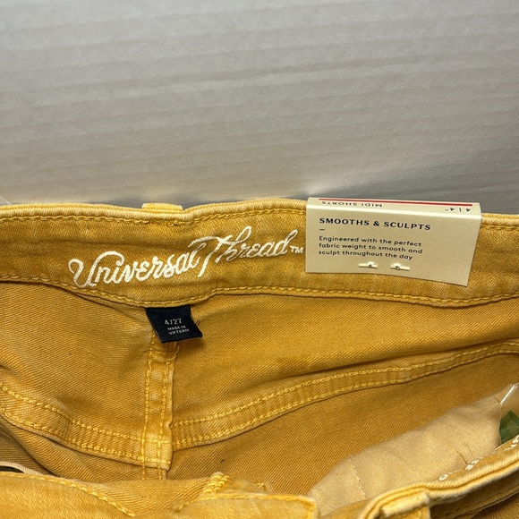Universal Thread High Rise MIDI Shorts NWT Size 4/27 Yellow Gold - Picture 5 of 11